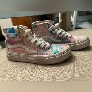 🌸 Girls Pastel Patchwork Hi Top Vans - Size 13